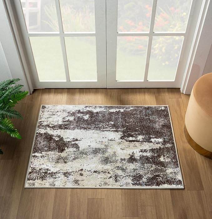 LUXE WEAVERS Euston Collection 7681 Brown 2x3 Modern Abstract Area Rug