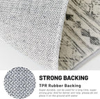 KUTA Moroccan Washable Runner Rug, 2x10 Non-Slip Vintage Grey Boho Hallway Kitchen Runners Ultra Soft Distressed Geometric Floor Carpet Rugs for Bedroom Laundry Living Room