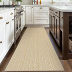 IOHOUZE Washable Runner Rug 3x8 Non Slip Rubber Backed Wide Hallway Runner Entryway Runner Indoor, Kitchen Rugs Woven Floor Carpet for Hall Entrance Bedroom, Warm Beige/Orange/Apricot