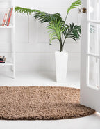 Unique Loom Solid Shag Collection Area Rug (7' 10" x 10' Oval, Sandy Brown)