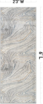 Rugshop Marble Swirl Distressed Gray Area Rug Modern Indoor Rug for Living Room, Bedroom, or Dining 2' 3" x 6' Runner Ideal for Hallway, Kitchen, Entryway, or Behind The Sofa