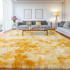 Upgrade Non-Slip Plush Rugs for Living Room, Soft Shaggy Carpets for Living Room, Fuzzy Rugs for Kids' Room, Perfect Decor for Modern Home Tie Dye Yellow 6x9Feet
