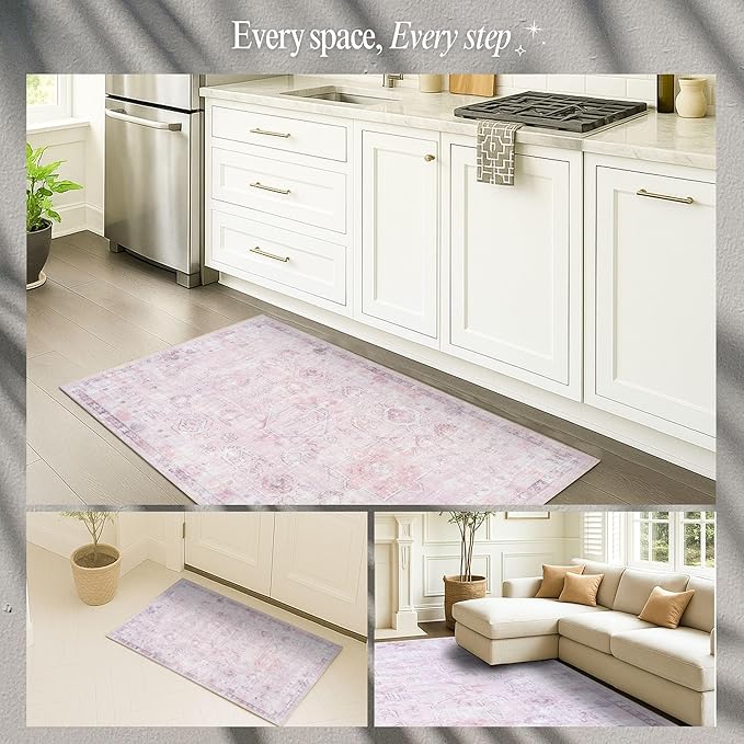 Fame Rugs Turkish Rug. Washable Vintage Oriental Antique Inspired Traditional Doormat Small Modern Area Rugs Luxury Entryway Entry Bedroom Bathroom Kitchen (412PP, 9' x 12')