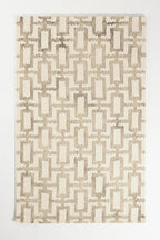 Hand-Tufted Wool Marengo Rug in Taupe – Geometric Patterned Carpet for Living Room, Bedroom & Study – Soft & Durable– 9.6 x 14