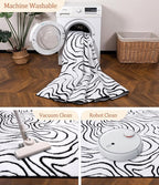 YIHOUSE Modern Rugs for Living Room 5x7, Washable Black and White Bedroom Rug, Fluffy Geometric Dining Room Rugs for Under Table Home Decor