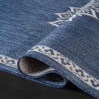 CAMILSON Outdoor Rug 6x9 Medallion Blue Modern Area Rugs for Indoor and Outdoor Patios Kitchen and Hallway Mats Washable Porch Deck Outside Carpet (Medallion Blue 6 x 9)