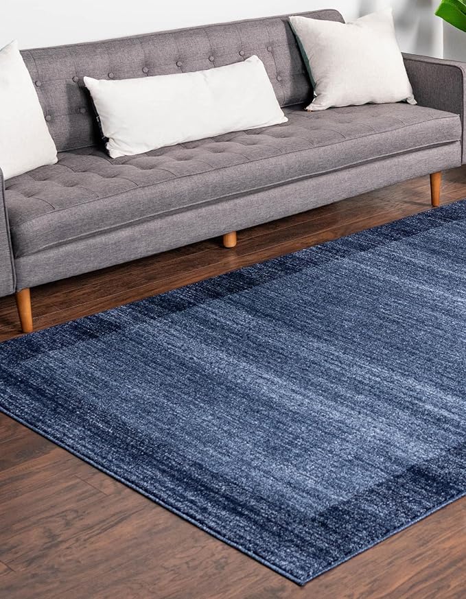Rugs.com Angelica Collection Rug – 4' x 6' Navy Blue Medium Rug Perfect for Entryways, Kitchens, Breakfast Nooks, Accent Pieces