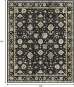 Area Rugs 9x12 Living Room - Large Washable Charcoal Black Boho Rugs for Bedroom Soft Vintage Rug Ultra-Thin Traditional Floral Carpet Moody Farmhouse Rug for Dining Room Guest Room Home Decor