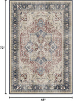 RUGGABLE Washable Area Rug – Kamran Royal Blue 4x6, Stain-Resistant, Non-Slip – Medium Machine Washable Rugs for Living Room, Bedroom, Hallway, Entryway & Office–with Cushioned Pad