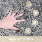 5x7 Solid Fluffy Grey Area Rug – Washable, Durable,Large Living Room Rug, Non-Slip High Pile Shag Rugs for Bedroom, Bedside, Dorms, Nursery Rooms, Kids Room, Soft Indoor Floor Carpet Decor