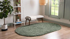 Unique Loom Davos Shag Collection Area Rug - Solid (3' 3" x 5' 3" Oval, Sage)
