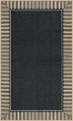 Moynesa Striped Border Easy Jute Outdoor Patio Rug 3x5, Washable Entryway Rug Non Slip with Rubber Backing, Farmhouse Modern Carpet for Backyard Bedroom Living Room Kitchen, Black