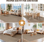 LBRO2M Easy Jute Solid Area Rug 4X4 Round Washable Rugs for Living Room Dining Room Bedroom Natural Jute Look Indoor Outdoor Rug Durable, Solid Non Shedding Eco Friendly (4X6 Natural)