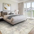 Washable Area Rug 5x7 - Neutral Modern Abstract Rugs, Soft Non Slip Thin Carpet with for Bedroom, Under Dining Room Table, Home, Office, Dorm, Office Rolling Chair - Brown Grey