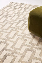 Hand-Tufted Wool Marengo Rug in Taupe – Geometric Patterned Carpet for Living Room, Bedroom & Study – Soft & Durable– 4 x 4
