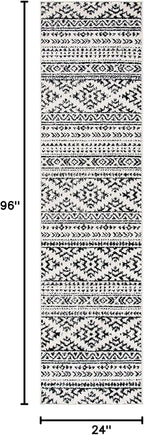 SAFAVIEH Tulum Collection Runner Rug - 2' x 8', Ivory & Black, Moroccan Boho Tribal Design, Non-Shedding & Easy to Clean, Ideal for Living Room, Hallway, Foyer, Entryway, Bedroom (TUL272B)