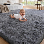 5x7 Area Rugs for Living Room Bedroom, Soft Fluffy Shaggy Bedside Rug, Indoor Floor Carpet for Kids Playroom, Dorms, Nursery Rooms, Home Decor (Grey 5'x7')