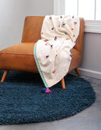 Unique Loom Solid Shag Collection Area Rug (10' 2" Round, Sapphire Blue/ Navy Blue)