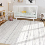 Nakagishi Area Rug Living Room Rugs: 5x7 Washable Boho Large Neutral Farmhouse Soft Moroccan Stain Resistant Indoor Floor Carpet for Bedroom Nursery Kids Playroom Office Dining Room Home House- Gray