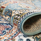 Unique Loom Narenj Collection Classic Traditional Medallion Textured Design Area Rug, 5 x 8 ft, Blue/Tan