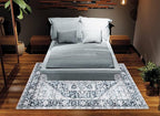 Bloom Rugs Caria Washable Non-Slip 4x6 Rug - Denim Blue Traditional Area Rug for Living Room, Bedroom, Dining Room, and Kitchen - Exact Size: 4' x 6'
