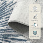 Lahome Modern Machine Washable 6 x 9 Area Rug, Non-Slip Ultra-Thin Big Rugs for Living Room Throw Soft Large Carpet for Bedroom, Abstract Print Indoor Carpet for Dining Room Office (Blue/Gray, 6'x9')