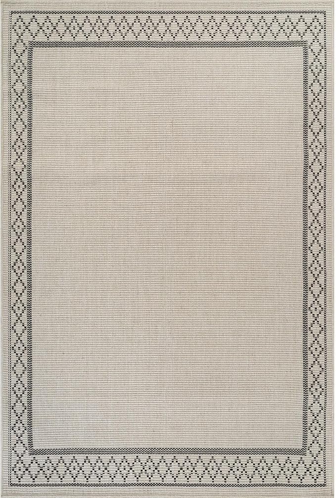 Easy Jute Rugs 5x7 Frame Bone Color Living Room Indoor Outdoor Area Rug for Patio and Kitchen Rug High Traffic Washable Easy to Clean Solid Boho Woven Design Carpet (5 x 7)