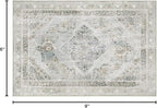 Phantoscope Washable Area Rug 6'x9' Non-Slip, Vintage Neutral Rugs for Living Room, Bedroom, Dining Room, Distressed Boho Medallion Pattern, Low-Pile Foldable Floor Carpet, Silver Grey/Taupe