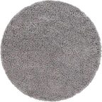 Unique Loom Solid Shag Collection Area Rug (4' 1" Round, Cloud Gray)