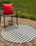 Unique Loom Outdoor Striped Collection Area Rug - Striped (13' Round, Charcoal/Ivory)