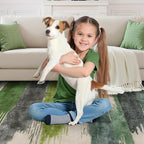 Ciicool Modern Abstract Green Rug for Living Room, 8'x10' Machine Washable Area Rug Non-Slip Rug, Low-Pile Contemporary Indoor Dining Floor Carpet for Bedroom Office Under Table Home Decor