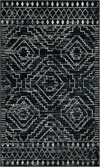 Wonnitar Moroccan 3x5 Rug, Black Washable Small Rug for Bedroom, Non-Slip Geometric Tribal Entry Throw Mat, Boho Farmhouse Rustic Soft Low Pile Area Rug for Bathroom Dining Guest Room (Black,3'x5')