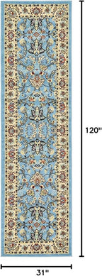 Unique Loom Sialk Hill Collection Area Rug - Washington (2' 7" x 10' Runner Light Blue/Navy Blue)