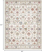 Washable Area Rug 8x10 - Large Cream Colorful Boho Rugs for Living Room Soft Vintage Bedroom Rug Ultra-Thin Traditional Floral Carpet Farmhouse Rug for Dining Room Guest Room Home Decor