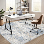 Area Rug Living Room Rugs - 6x9 Abstract Large Soft Indoor Washable Rug Neutral Modern Low Pile Carpet for Bedroom Dining Room Farmhouse Home Office - Blue