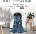 Lahome Moroccan 2x5 Washable Blue Runner Rug, Non-Slip Low-Pile Stain Resistant Kitchen Rugs, Geometric Soft Bathroom Runner Carpet for Entrance Bedroom Laundry (Blue,2'x5')