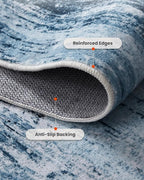 AMADA HOMEFURNISHING 5x7 Area Rugs for Living Room, Modern Abstract Washable Rug Neutral Soft with Non-Slip Backing & Low Pile Kids Rug for Resistant, Bedroom, Nursery Home Office, Blue