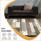 Superior Indoor Area Rug, Jute Backed, Modern Geometric Patchwork Floor Decor for Bedroom, Office, Living Room, Entryway, Hardwood Floors, Rockwood Collection, 3' x 5', Light Blue-Ivory