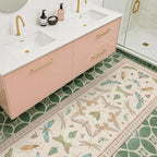 Boho Bathroom Runners - 2x5 Pink Rug for Kitchen, Entry Way, Hallway, Non Slip Washable Butterfly Insect Print Home Decor