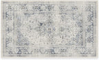 RUGGABLE Washable Vintage Area Rug – Sarrah Blue Quartz 3x5, Stain-Resistant, Non-Slip – Small Machine Washable Rugs for Living Room, Bedroom, Hallway, Entryway & Office–with Standard Pad