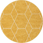 Unique Loom Trellis Frieze Collection Area Rug - Geometric (3' Round, Yellow/ Ivory)