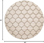 Rugs.com Lattice Collection Rug – 8 Ft Round Beige Medium Rug Perfect for Kitchens, Dining Rooms