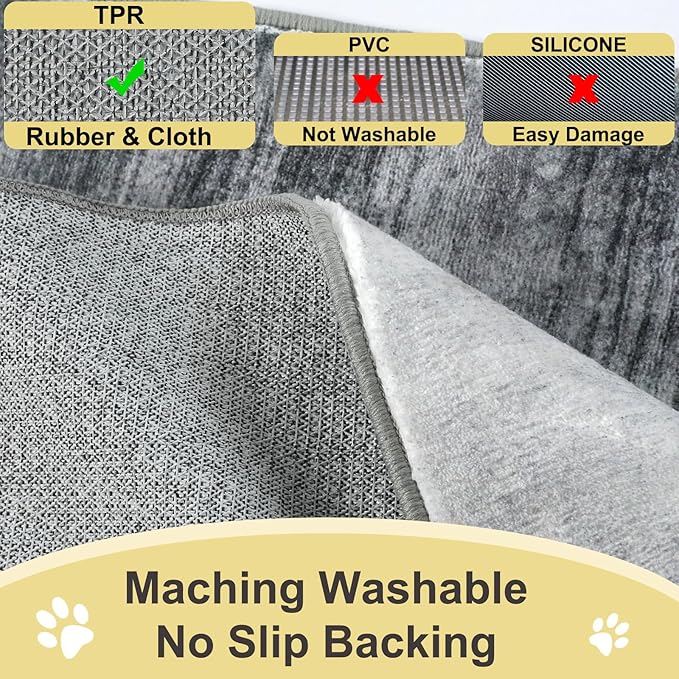 COMSLE Door Mat Soft Absorbent Indoor Front Entryway Rug Machine Washable Entrance Mats for Muddy Paws Non Slip Throw Rugs 36" x 60" Doormat for Inside Foyer Bedroom - Gray