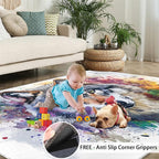 Wolf Rugs for Bedroom - 6x8 Area Rug - Graffiti Wolf Rugs for Living Room, Abstract 3D Animal Graffiti Rug, Washable Home Decor Carpet