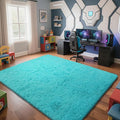 Teal Blue Rug Fluffy Rugs, 5x8 Teal Area Rugs for Bedroom, Soft Cute Baby Play Mat, Indoor Floor Carpet for Teen, Nursery, Preppy Dorm, Plush Aesthetic Bedside Rug