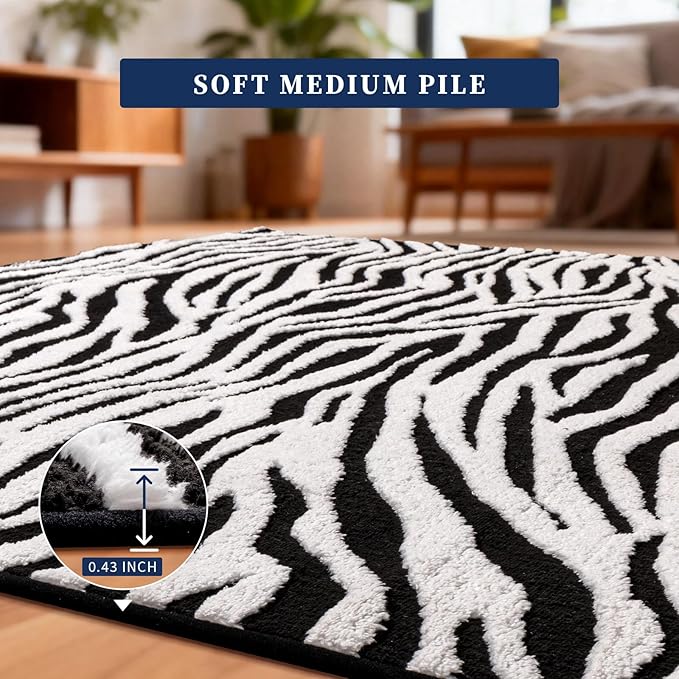 YIHOUSE 2×3 Ft Area Rugs, Abstract Washable Rug, Black and White Mordern Carpet, Soft Rugs Nonslip Throw Non-Shedding, for Bedroom Bedside, Laundry Room, Entryway, Indoor Home Decor