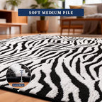 YIHOUSE 6×9 Ft Area Rugs, Black and White Modern Abstract Rug, Washable Plush Soft Zebra Print Carpet, Non-Slip Non-Shedding Rug for Living Room, Bedroom, Dining Room, Home Office Decor