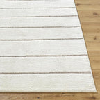 Livabliss x Our PNW Home Cascade Minimalist Striped Area Rug, 2'7" x 12', Striped Ivory/Taupe