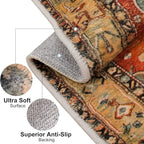 COMSLE Boho Area Rug, 2 x 3 Ft Washable Rugs for Entryway Faux Wool Small Rugs Distressed Throw Rug Non-Slip Floor Carpet for Indoor Bedroom Kitchen Living Room