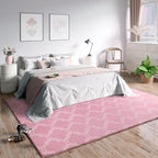 Amearea Fluffy Indoor Area Rug, Soft Trellis Moroccan Rugs for Bedroom, Shag Modern Area Rug for Living Room Kids Room Nursery, Easy Clean, Home Decor Low Pile Carpet, Pink 6x9 Feet